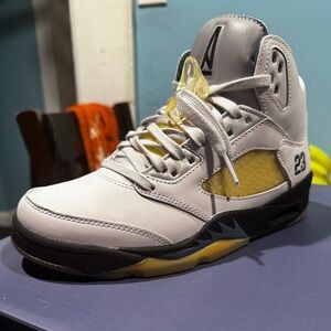 Gray and Yellow High-Top Sneakers